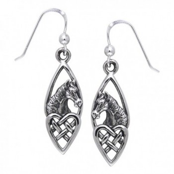 Jewelry Trends Sterling Silver Horse with Celtic Heart Dangle Earrings - CW11VTC1MKR