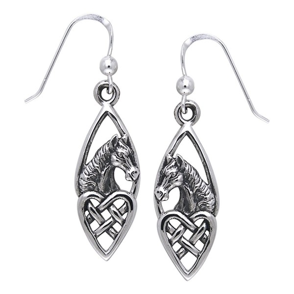 Jewelry Trends Sterling Silver Horse with Celtic Heart Dangle Earrings - CW11VTC1MKR