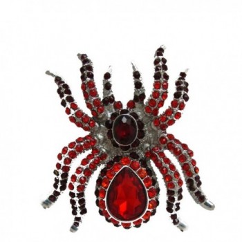 TTjewelry Unique Halloween Spider Brooch Pin Rhinestone Crystal Insect Vintage Woman Party Jewelry - Red - C1123DUD6J7