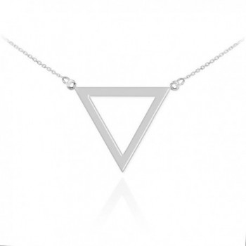 High Polish 925 Sterling Silver Geometric Pendant Inverted Triangle Necklace - CW11KBR5Z2H