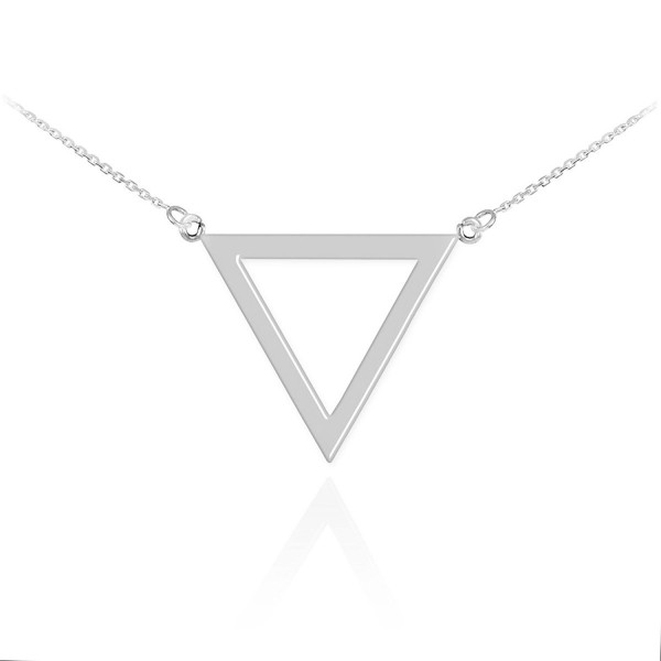 High Polish 925 Sterling Silver Geometric Pendant Inverted Triangle Necklace - CW11KBR5Z2H