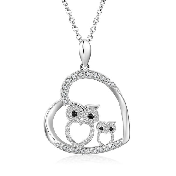 YAXING 925 Sterling Silver Crystal Owl Lover Bird Pendant Necklace 18" (Owl) - CE182AADOQI
