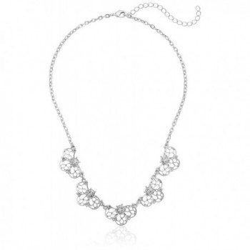 1928 Jewelry Crystal Filigree Collar Strand Necklace - Silver/Crystal - CE121HJZ0IL