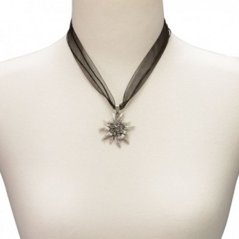 Bavarian Rhinestone Edelweiss Necklace black in Women's Pendants