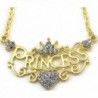 Princess Crown Tiara Heart Pendant Necklace Clear Rhinestones Wedding Bridesmaid Prom Fashion Jewelry - CU1192IDM99