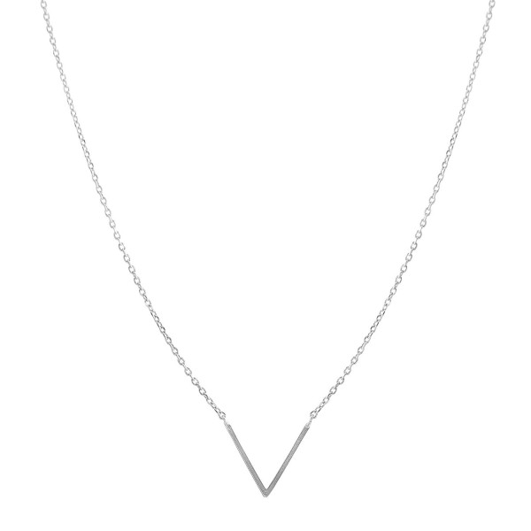 Spinningdaisy Handcrafted Brushed Metal Chevron V Necklace - CF11YGKPQPV