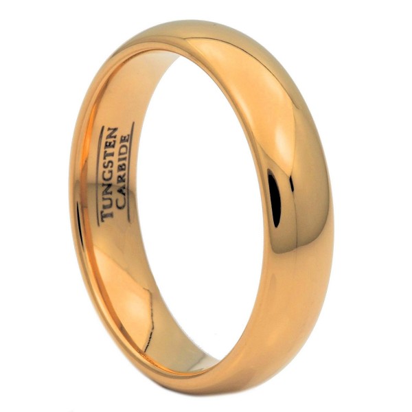 MJ 5mm Gold Plated Polished Tungsten Carbide Wedding Ring Classic Half Dome Band - CW122E2DRAR