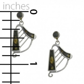 Harp Earrings Silver Connemara Marble in Women's Stud Earrings
