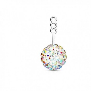 Pair of 10mm Crystal Paved Ball Earring Jacket/Cartilage Stud Add on Dangle - Aurora Borealis - CX182YC2UQE