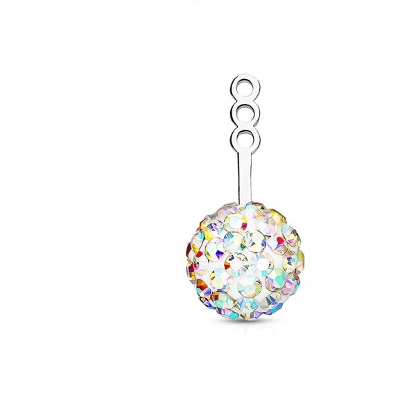 Pair of 10mm Crystal Paved Ball Earring Jacket/Cartilage Stud Add on Dangle - Aurora Borealis - CX182YC2UQE