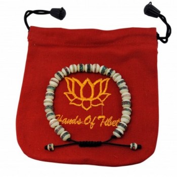 Tibetan Mala Yak Bone Embedded Medicine Wrist Mala for Meditation Handmade Draw String Silk Pouch - CY11NVI0FB9