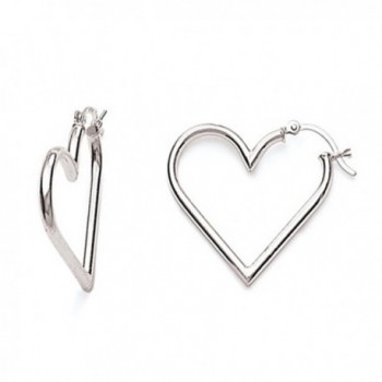 .925 Sterling Silver Heart Tubular Hoops Hoop Earrings - CZ11GQQSO39