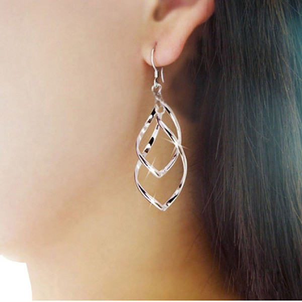 Coromose Fashion Women Alloy Plated Stud Dangle Earings Eardrop Jewelry Silver - CA121R25NN5