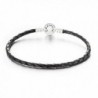 Chamilia Sterling Silver Small Black Leather Charm Bracelet w/ Round Clasp 7.1 in / 18 cm 1030-0125 - CO12CSWBP53