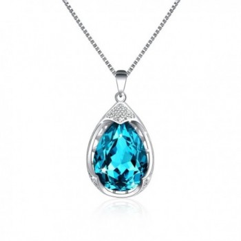 Osiana Womens Teardrop and Oval Shaped Pendant Fashion Necklaces Made with SWAROVSKI Crystal in Gift Box - Aqua - C112J6L2GVV