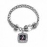 Thyroid Cancer Awareness Classic Silver Plated Square Crystal Charm Bracelet - CP11K6OBQ5P