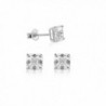 Asscher Cut 4-10mm White CZ in Gold or Rhodium Plated Sterling Silver Basket Setting Stud Earrings - C711IIA5UJB
