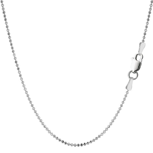 Sterling Silver Rhodium Plated Bead Chain Necklace- 1-2mm - C611590MY9D