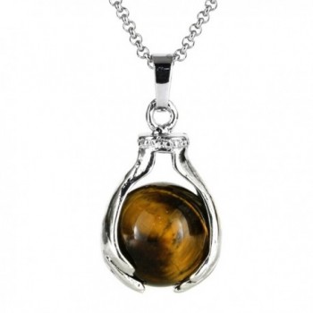 BEADNOVA Healing Gemstone Necklace Stainless - 02) Brown Tiger Eye - CO128VD05LD