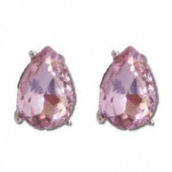 Pink Pear-Shaped Clear Crystal Stud Earrings - C5119ZHNZ35