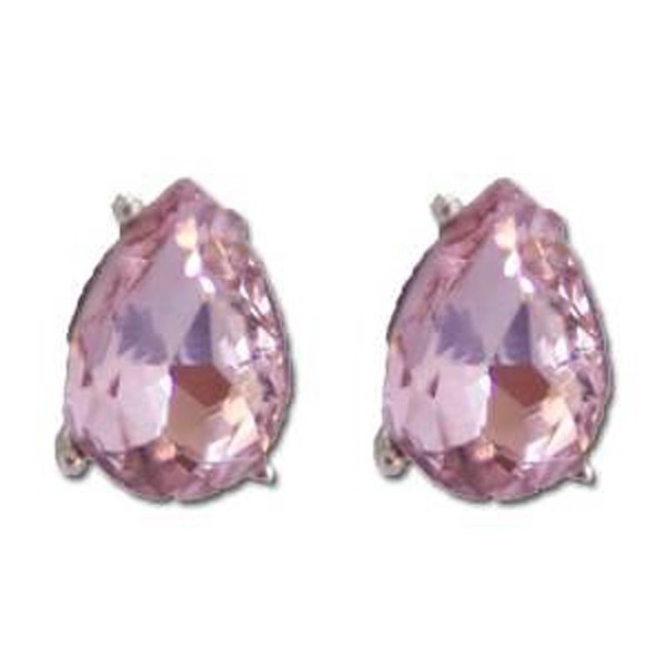 Pink Pear-Shaped Clear Crystal Stud Earrings - C5119ZHNZ35