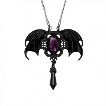 CHUANGYUN Big Wings Bat Vampire Earl Crystal Body Pendant Necklace 18'' - Silver - CA12ODX62PD