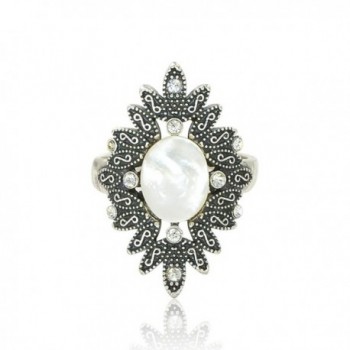 Womens Vintage Silver Flower Statement Ring - CQ12F6T24GT