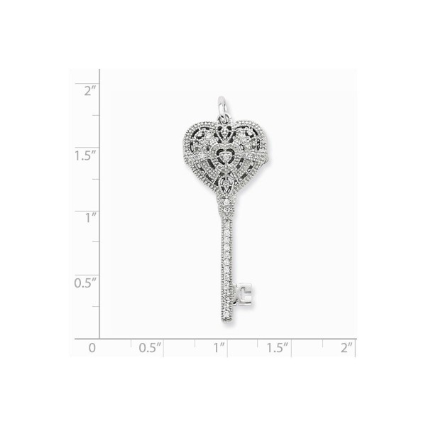 Sterling Silver Rhodium Plated Synthetic CZ Heart Key Locket - CE119CBK2G7