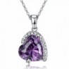 18K Platinum-Plated with Zirconia Heart Pendant Necklace (10 cttw)- 18" - Purple - C0126HYI7U9
