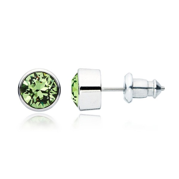 MYJS Harley Rhodium Plated Stud Earrings with Peridot Green Swarovski Crystals - CN1230BB7WR