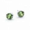 Rhodium Earrings Peridot Swarovski Crystals