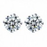 Stud Earrings for Women- Sterling Silver Round Cut Cubic Zirconia Stud Earrings for Girls - White - CN189WQTZE5