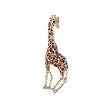 Alilang Golden Tone Clear Crystal Colored Rhinestones Brown Giraffe Spotted Brooch Pin - C9113T2EP4F