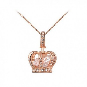 Vopmocld Women's Elegant Cystal Crown Rhinestone Necklace Decoration Decoration - Rose-gold - C8189SRO286