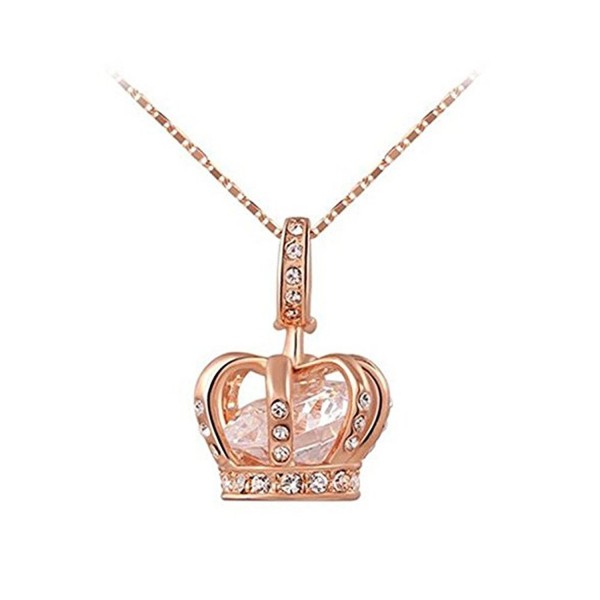 Vopmocld Women's Elegant Cystal Crown Rhinestone Necklace Decoration Decoration - Rose-gold - C8189SRO286