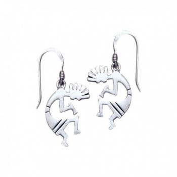 Jewelry Trends Sterling Silver Dancing Kokopelli Dangle Earrings South Western Design - CR11VKVLBVR