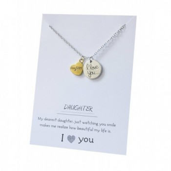 Daughter I Love You to the Moon Jewelry Pendant Gift Card Heart Necklace 18 Inch - CO1822S5O35