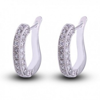 Chengxun Charming Smooth 18k Gold Plated "U" Style Inlay Round Clear Cubic Zirconia Stud Earrings - Silver 1 - CV12ICBWQ43