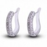 Chengxun Charming Smooth 18k Gold Plated "U" Style Inlay Round Clear Cubic Zirconia Stud Earrings - Silver 1 - CV12ICBWQ43