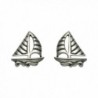 Sterling Silver Sailboat on Waves Stud Earrings - C7110WYF7QN