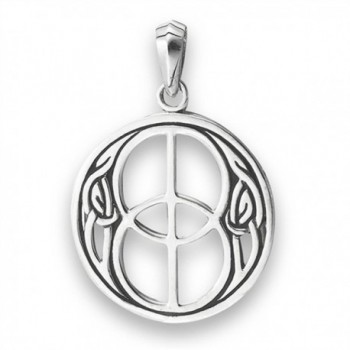 Celtic Peace Sign Pendant .925 Sterling Silver Unity Infinity Knot Hippie Symbol Charm - CX182SU7WAO
