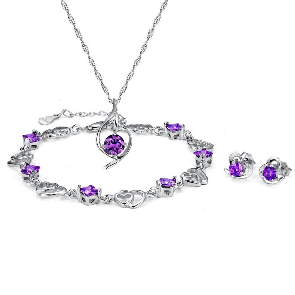 Sterling Necklace Matching Earrings Bracelet - Purple - CE12F2PFGML