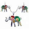 DianaL Boutique Large Colorful Enameled Lucky Elephant Pendant Necklace and Earrings Set with 24"Chain - CP11SZ2T0HV