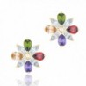 18k Gold Plated Cubic Zirconia Colorful Resin Leaf Stud Earrings - CF126M7GA1N