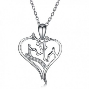 Angel caller 925 Sterling Silver Eternal Love Heart Horse Head Necklace Jewelry Gift for Women Girls -18" - CB187QS34N7