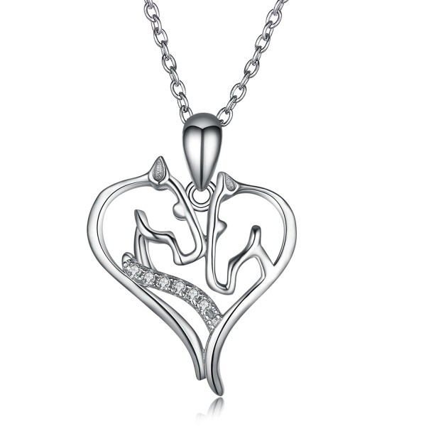 Angel caller 925 Sterling Silver Eternal Love Heart Horse Head Necklace Jewelry Gift for Women Girls -18" - CB187QS34N7