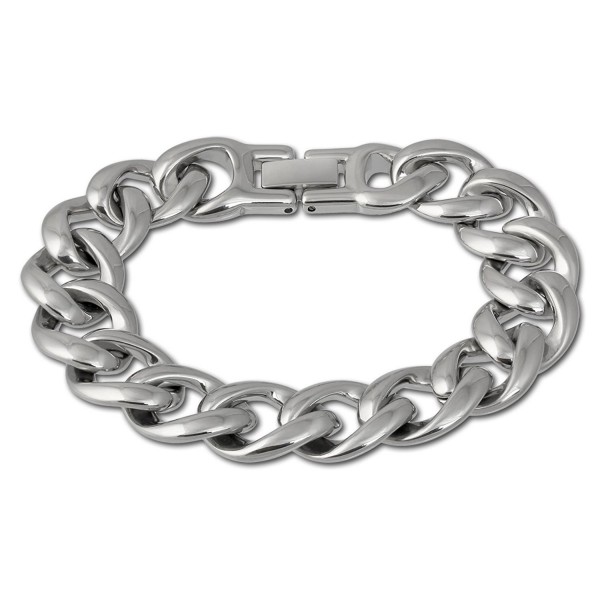 Amello stainless steel chunky curb bracelet- stainless steel elements shiny- 7.08 inch- original Amello ESAX18J8 - C911LBTO7R3