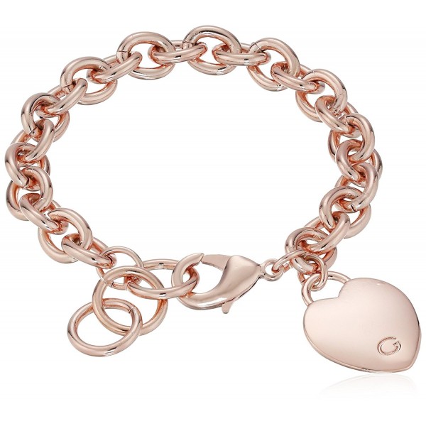 GUESS "Basic" G Logo Heart Link Bracelet - Rose Gold - CJ11O2008C1