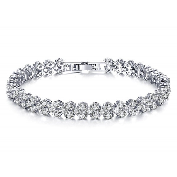 Geerier Rhinestone Bracelet Elegant Crystal Family Sister Bracelets for Women - silver 1 - CF187ET8WY5