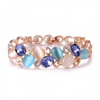 Mytys Rose 16K Gold Plated Bangle Opal and Crystal Beads Bracelets for Women - CN183LEGGUE